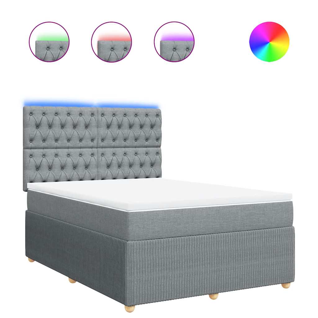 Boxspring met matras stof lichtgrijs 140x190 cm is nu te koop bij PeponiXL, paradijselijk wonen!