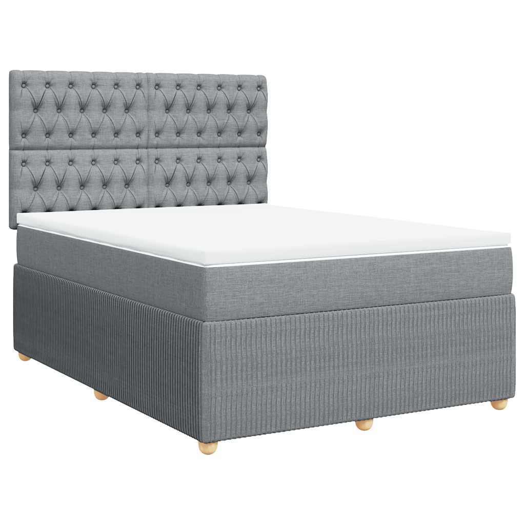 Boxspring met matras stof lichtgrijs 140x190 cm is nu te koop bij PeponiXL, paradijselijk wonen!