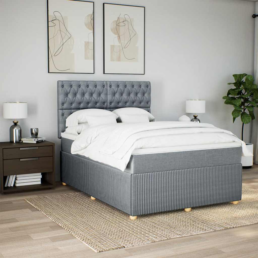 Boxspring met matras stof lichtgrijs 140x190 cm is nu te koop bij PeponiXL, paradijselijk wonen!