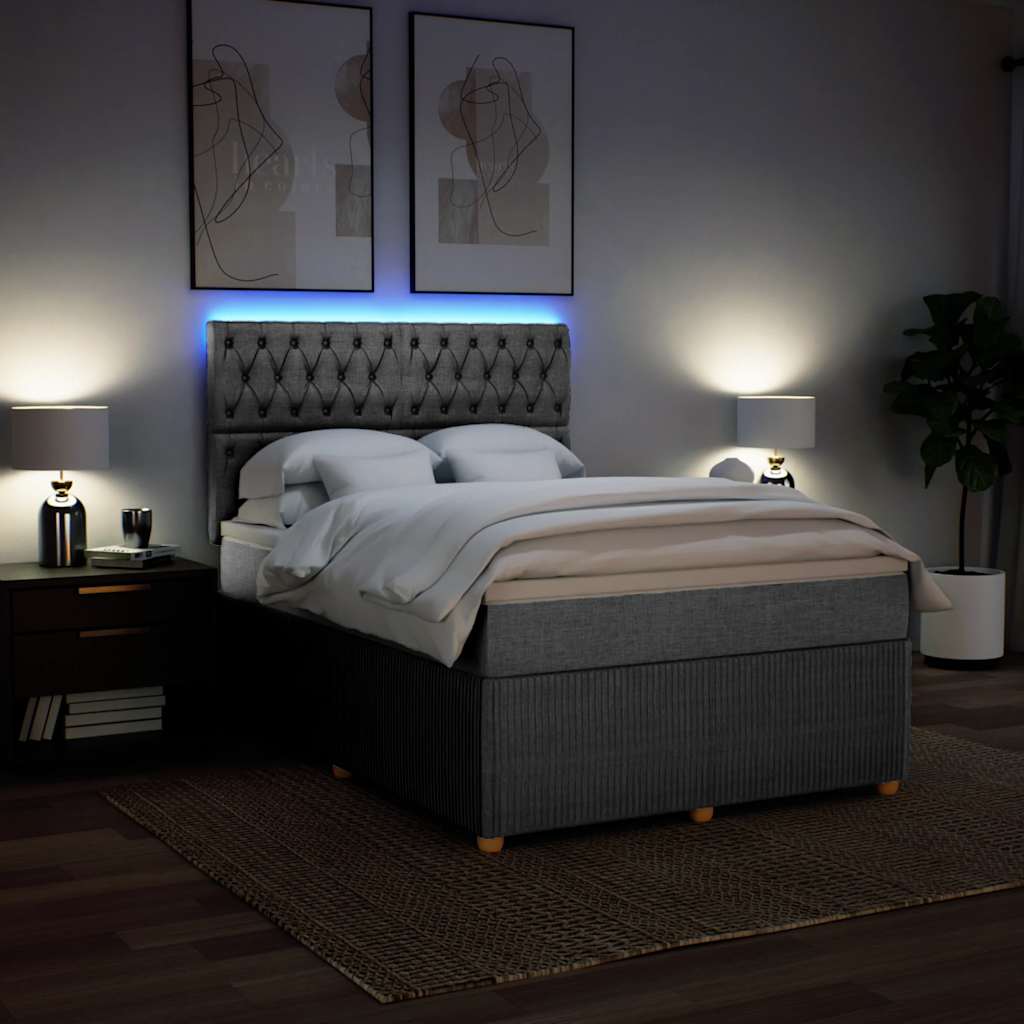 Boxspring met matras stof lichtgrijs 140x190 cm is nu te koop bij PeponiXL, paradijselijk wonen!