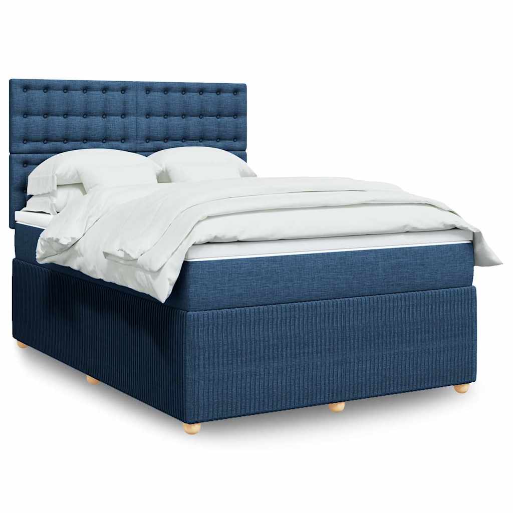 Boxspring met matras stof blauw 140x190 cm is nu te koop bij PeponiXL, paradijselijk wonen!