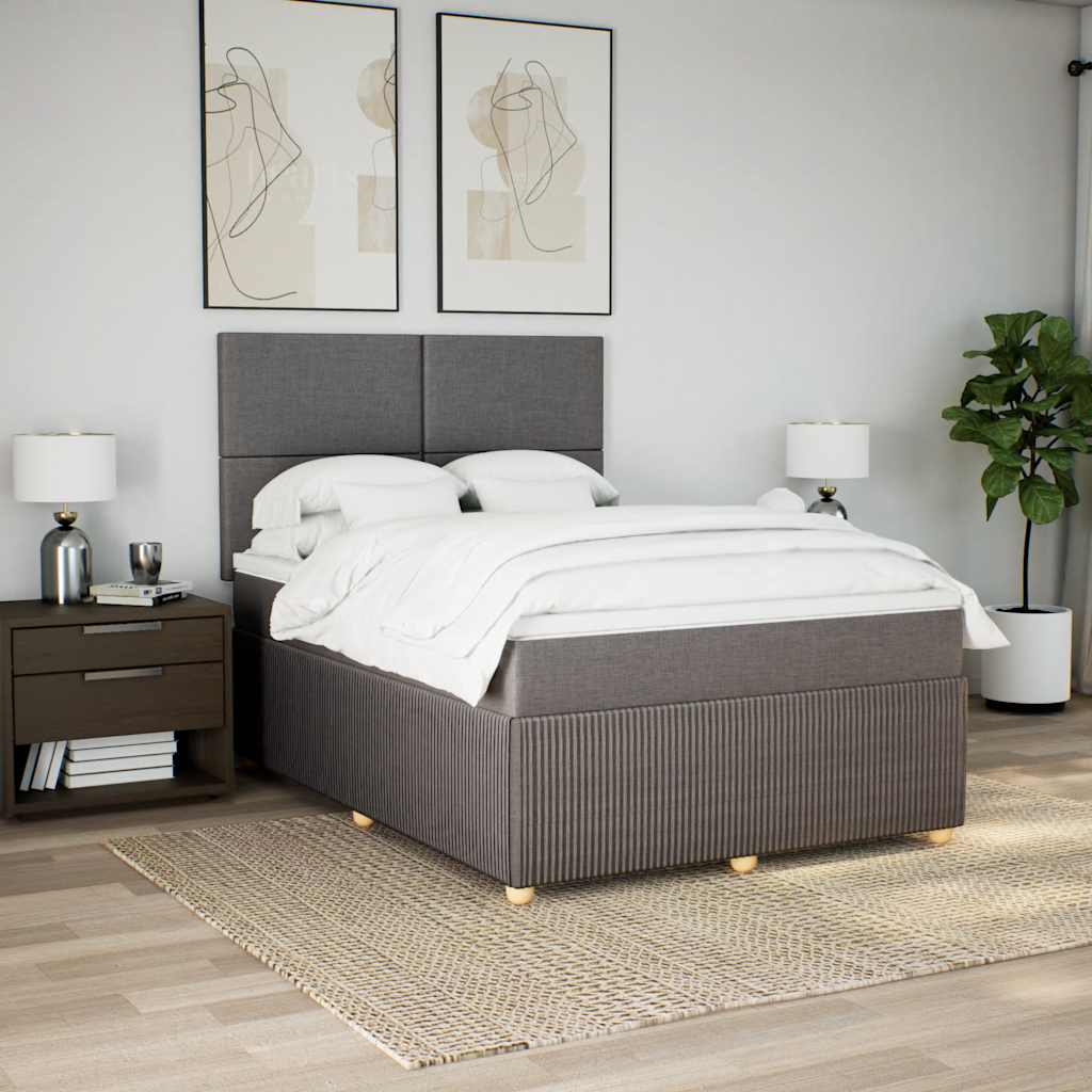 Boxspring met matras stof taupe 140x200 cm is nu te koop bij PeponiXL, paradijselijk wonen!