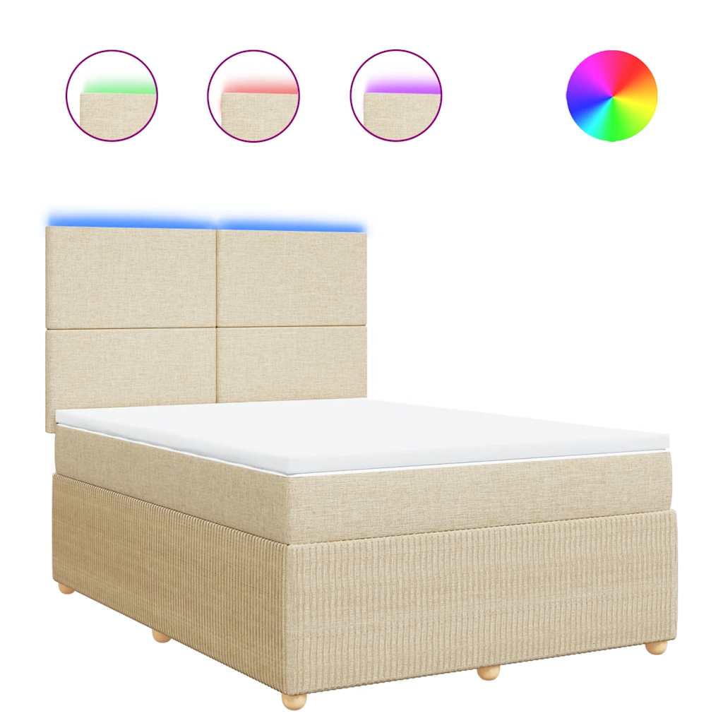 Boxspring met matras stof crèmekleurig 140x200 cm is nu te koop bij PeponiXL, paradijselijk wonen!