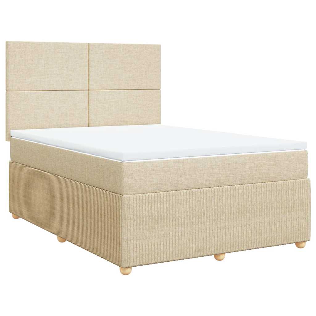 Boxspring met matras stof crèmekleurig 140x200 cm is nu te koop bij PeponiXL, paradijselijk wonen!