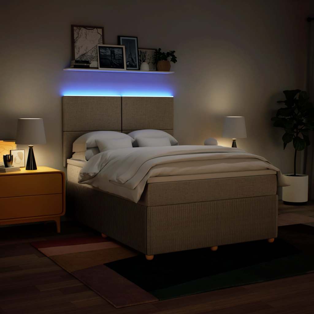 Boxspring met matras stof crèmekleurig 140x200 cm is nu te koop bij PeponiXL, paradijselijk wonen!
