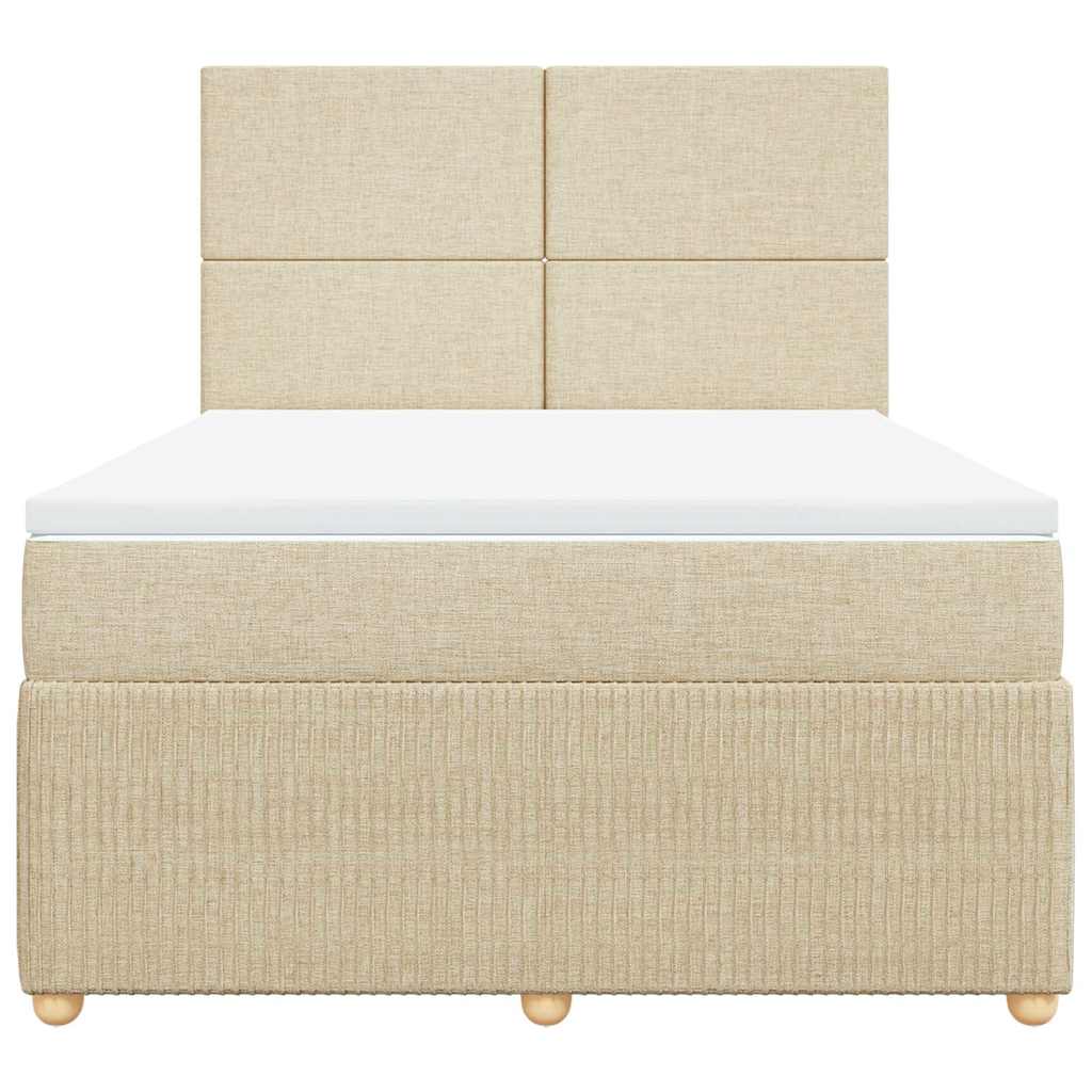 Boxspring met matras stof crèmekleurig 140x200 cm is nu te koop bij PeponiXL, paradijselijk wonen!