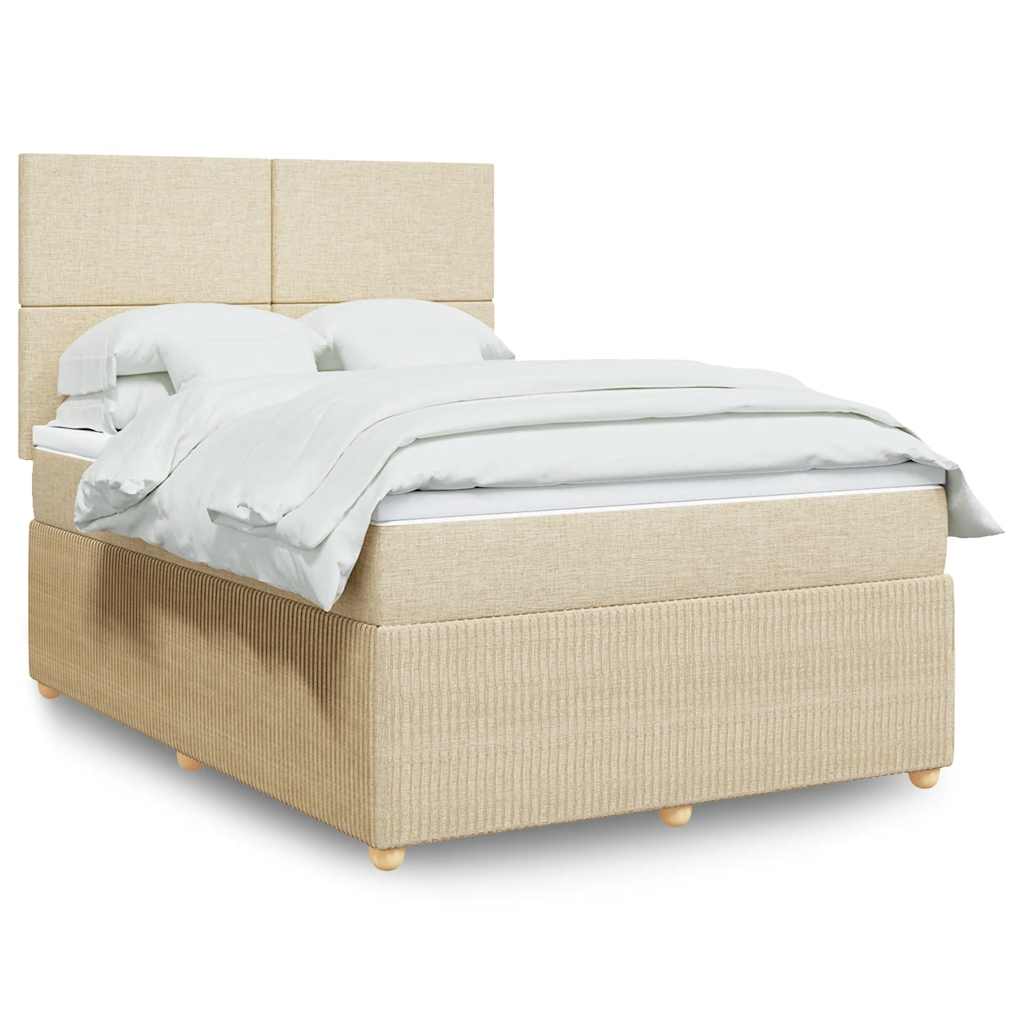 Boxspring met matras stof crèmekleurig 140x200 cm is nu te koop bij PeponiXL, paradijselijk wonen!
