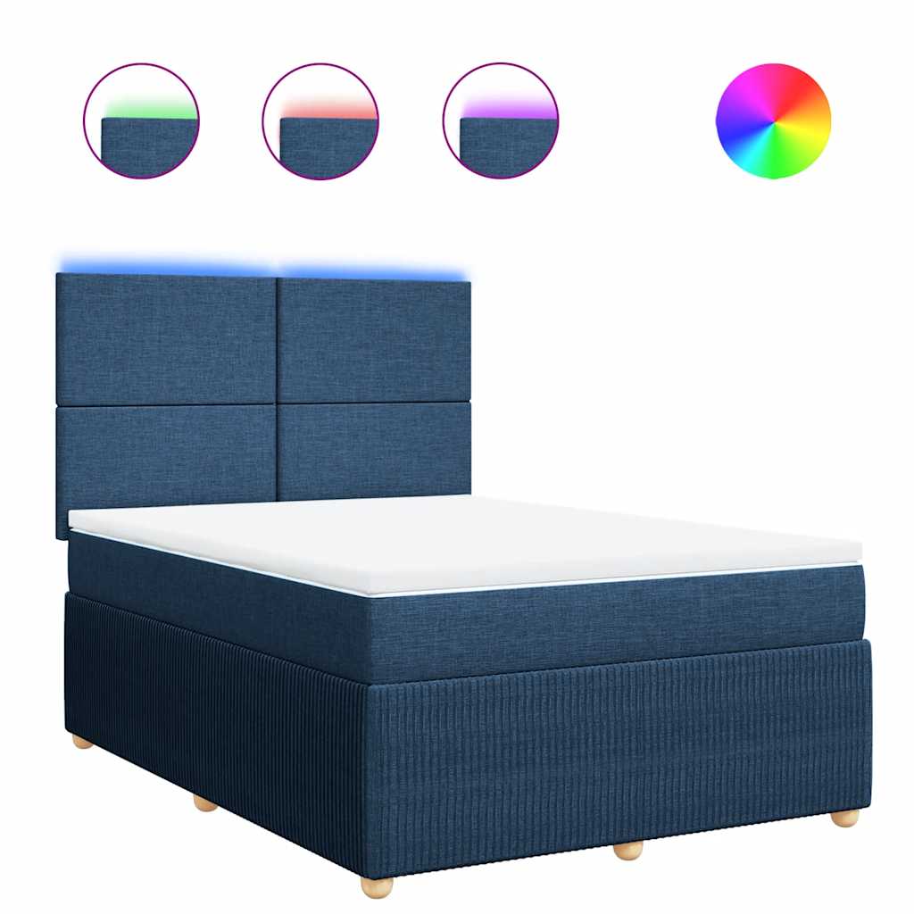 Boxspring met matras stof blauw 140x200 cm is nu te koop bij PeponiXL, paradijselijk wonen!
