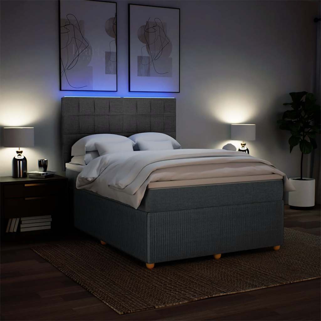Boxspring met matras stof donkergrijs 140x200 cm is nu te koop bij PeponiXL, paradijselijk wonen!
