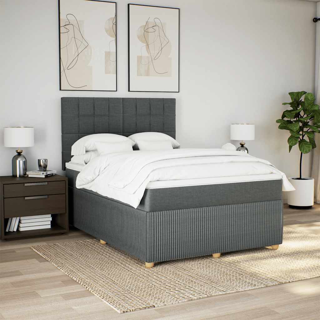 Boxspring met matras stof donkergrijs 140x200 cm is nu te koop bij PeponiXL, paradijselijk wonen!