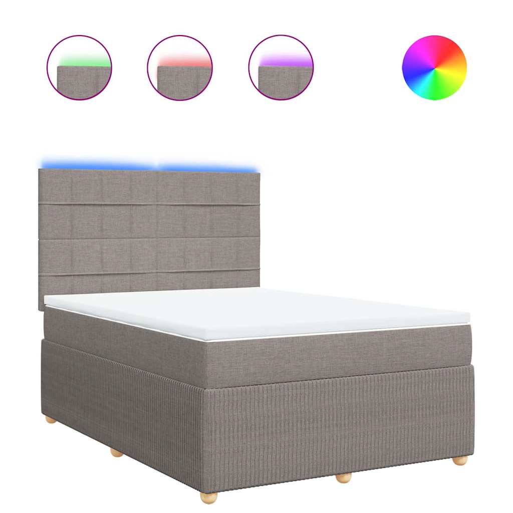 Boxspring met matras stof taupe 140x200 cm is nu te koop bij PeponiXL, paradijselijk wonen!