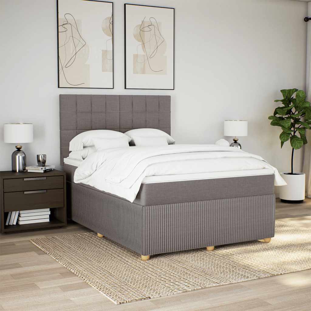 Boxspring met matras stof taupe 140x200 cm is nu te koop bij PeponiXL, paradijselijk wonen!