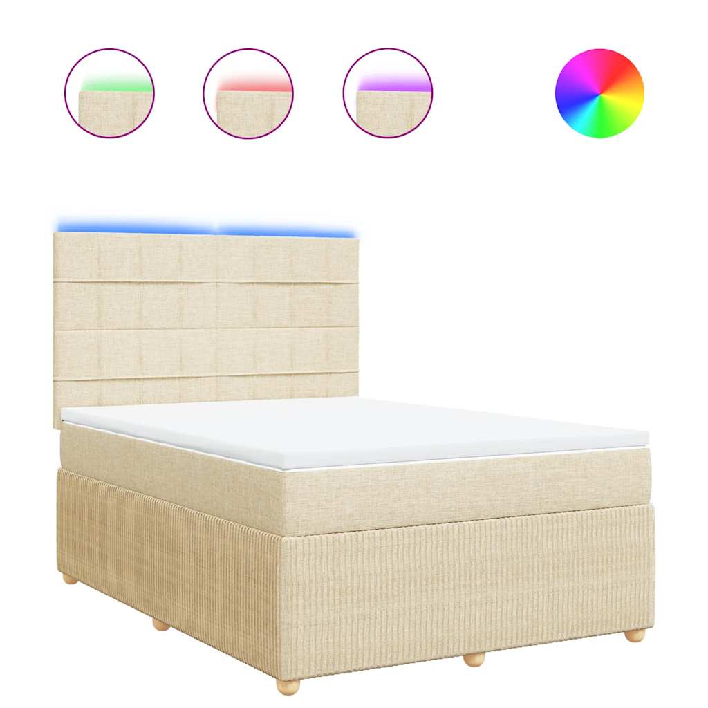 Boxspring met matras stof crèmekleurig 140x200 cm is nu te koop bij PeponiXL, paradijselijk wonen!