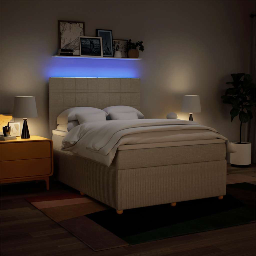 Boxspring met matras stof crèmekleurig 140x200 cm is nu te koop bij PeponiXL, paradijselijk wonen!