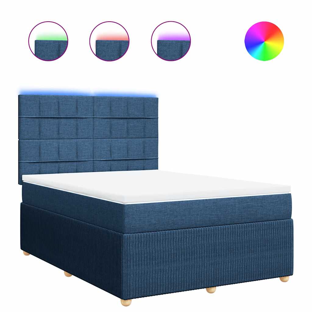 Boxspring met matras stof blauw 140x200 cm is nu te koop bij PeponiXL, paradijselijk wonen!