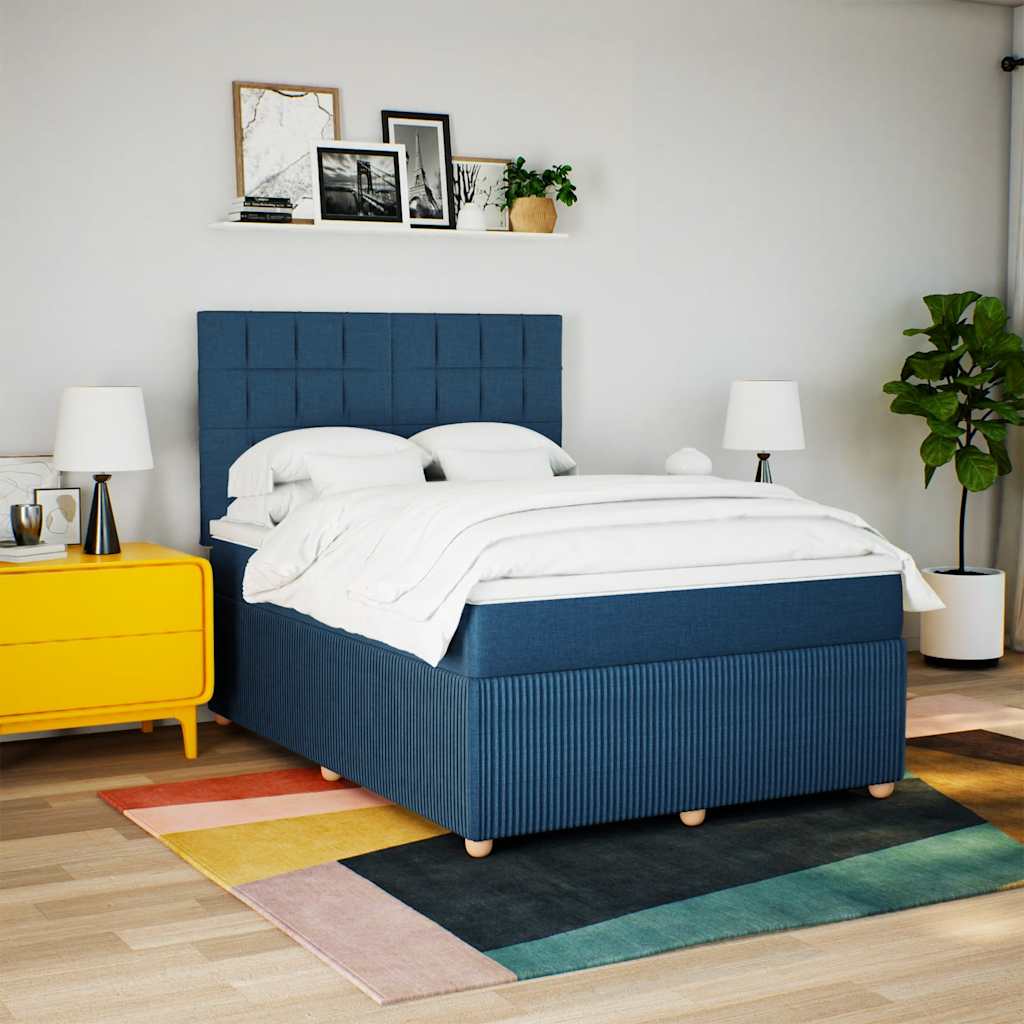 Boxspring met matras stof blauw 140x200 cm is nu te koop bij PeponiXL, paradijselijk wonen!