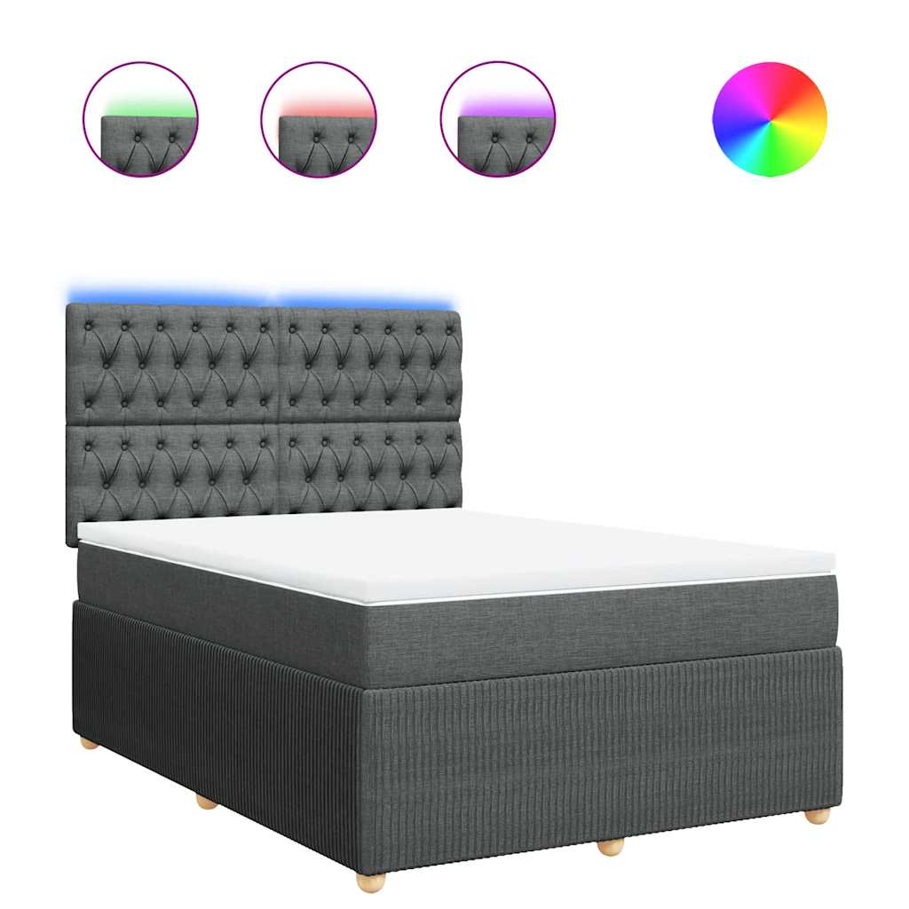 Boxspring met matras stof donkergrijs 140x200 cm is nu te koop bij PeponiXL, paradijselijk wonen!