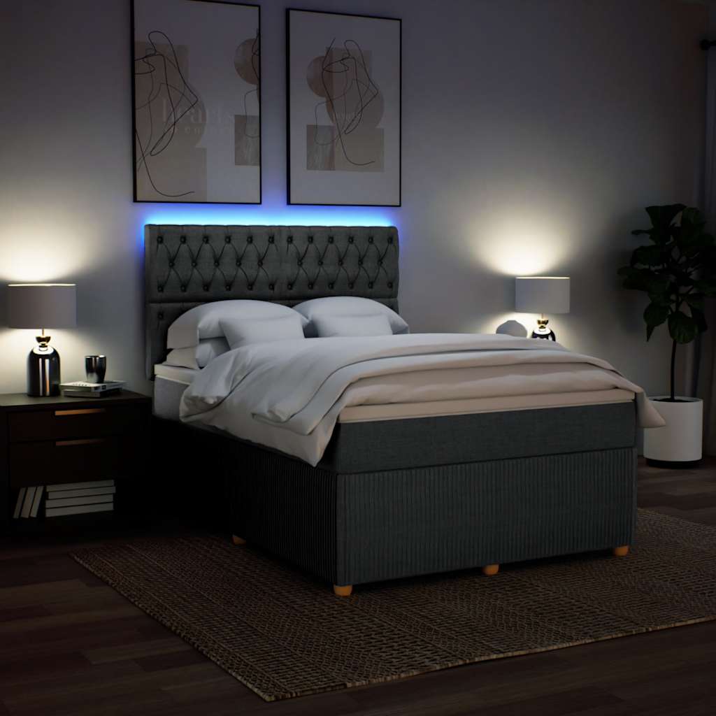Boxspring met matras stof donkergrijs 140x200 cm is nu te koop bij PeponiXL, paradijselijk wonen!