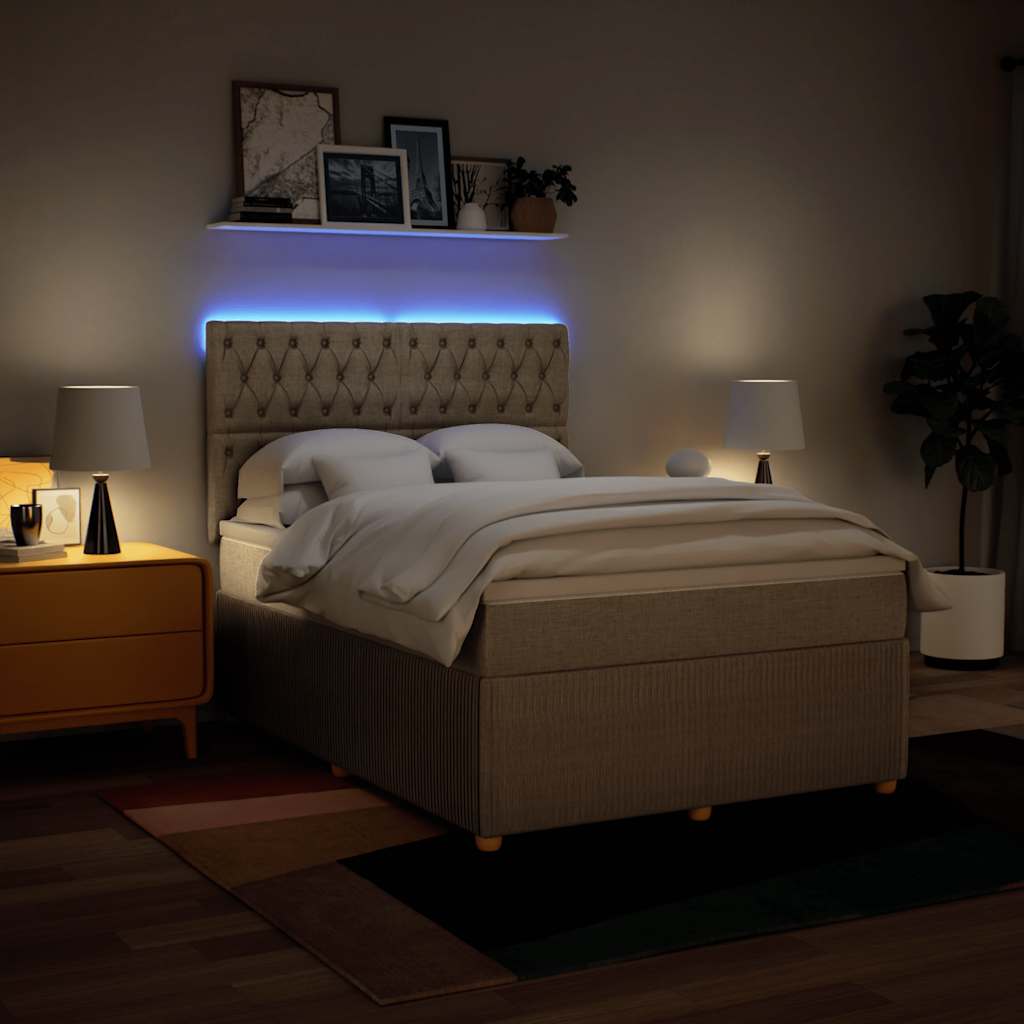 Boxspring met matras stof crèmekleurig 140x200 cm is nu te koop bij PeponiXL, paradijselijk wonen!