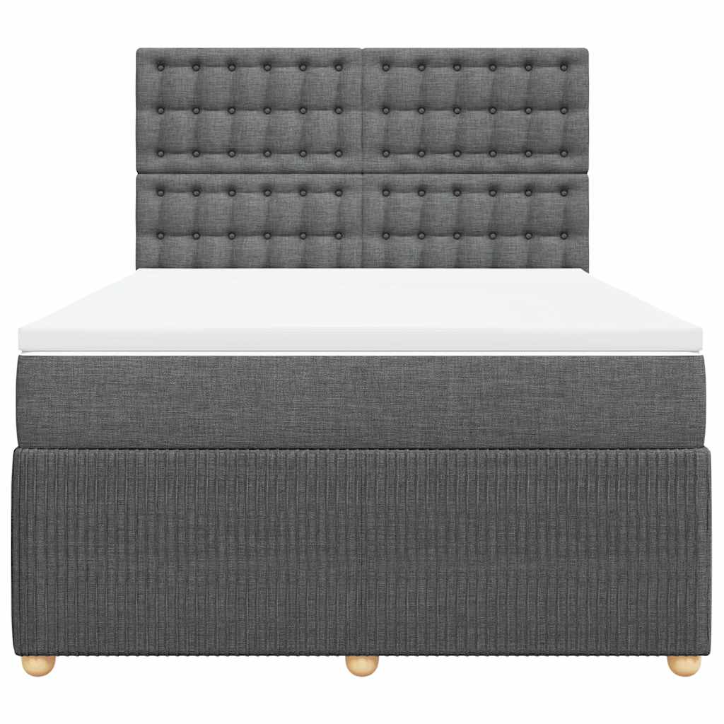 Boxspring met matras stof donkergrijs 140x200 cm is nu te koop bij PeponiXL, paradijselijk wonen!