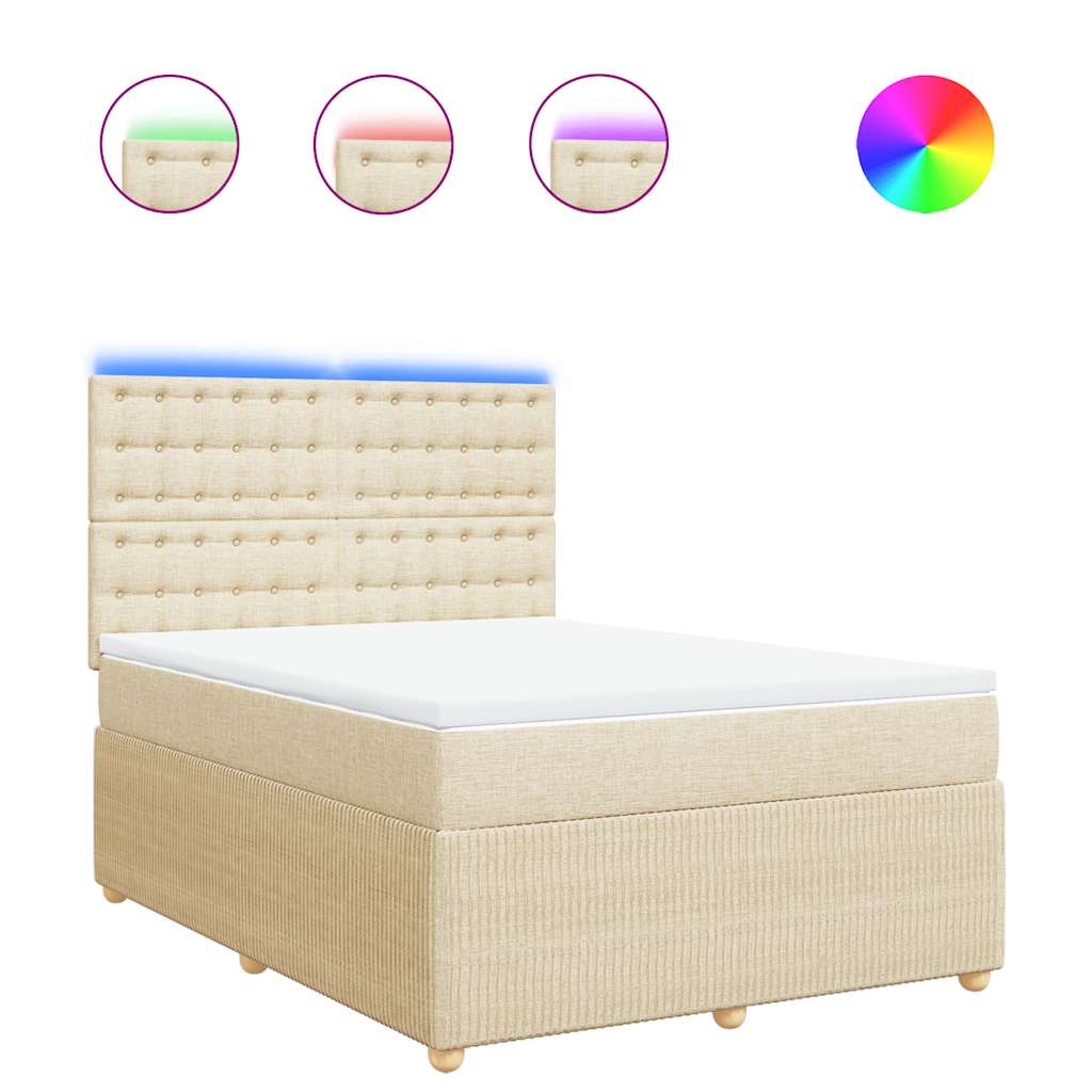 Boxspring met matras stof crèmekleurig 140x200 cm is nu te koop bij PeponiXL, paradijselijk wonen!
