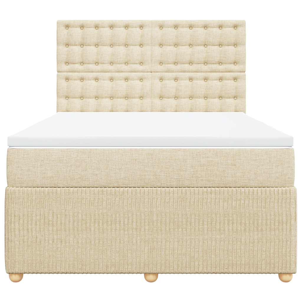 Boxspring met matras stof crèmekleurig 140x200 cm is nu te koop bij PeponiXL, paradijselijk wonen!