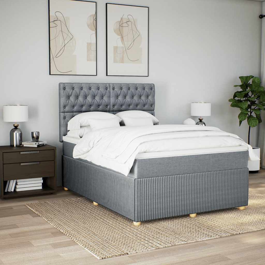 Boxspring met matras stof lichtgrijs 160x200 cm is nu te koop bij PeponiXL, paradijselijk wonen!