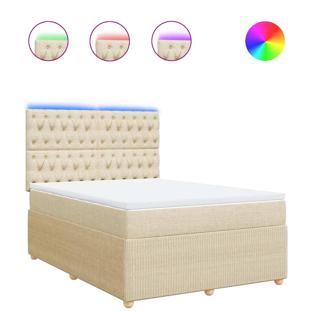 Boxspring met matras stof crèmekleurig 160x200 cm is nu te koop bij PeponiXL, paradijselijk wonen!