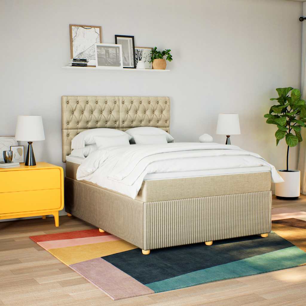 Boxspring met matras stof crèmekleurig 160x200 cm is nu te koop bij PeponiXL, paradijselijk wonen!