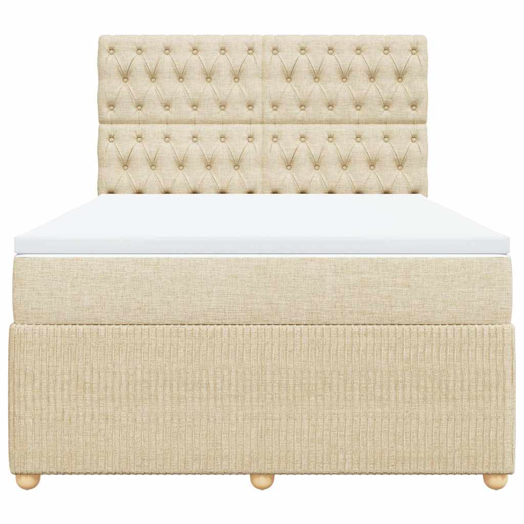 Boxspring met matras stof crèmekleurig 160x200 cm is nu te koop bij PeponiXL, paradijselijk wonen!