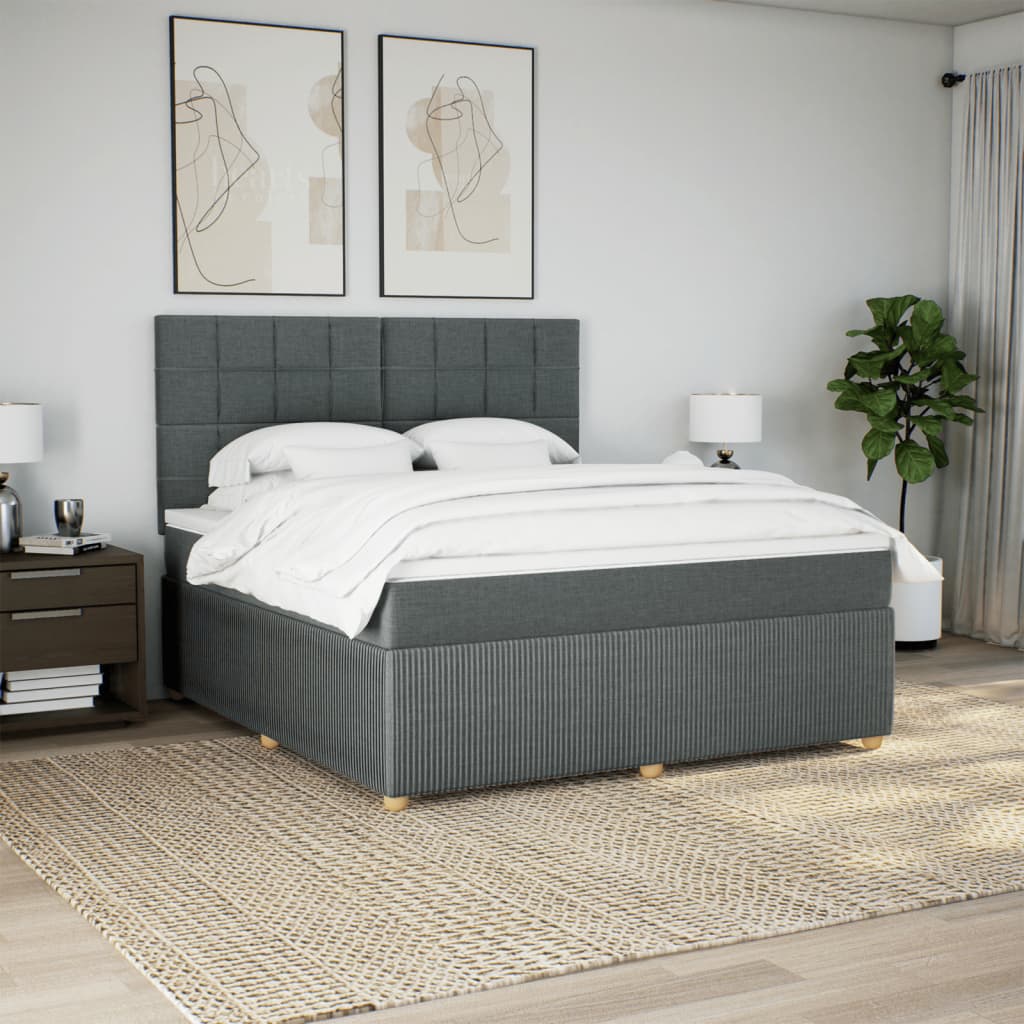 Boxspring met matras stof donkergrijs 180x200 cm is nu te koop bij PeponiXL, paradijselijk wonen!