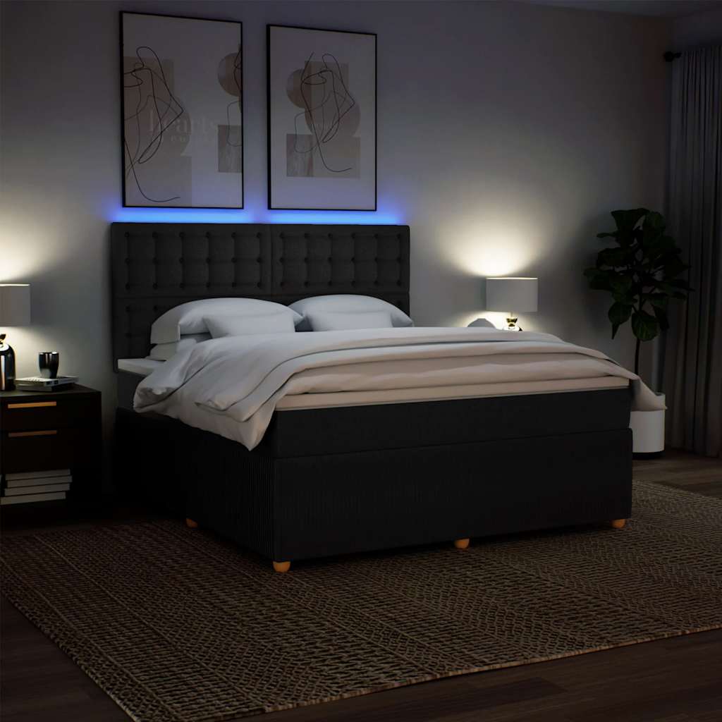 Boxspring met matras stof zwart 180x200 cm is nu te koop bij PeponiXL, paradijselijk wonen!
