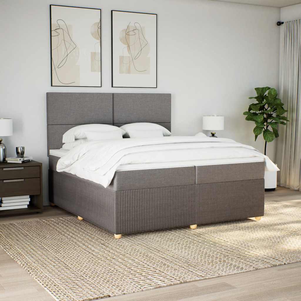 Boxspring met matras stof taupe 200x200 cm is nu te koop bij PeponiXL, paradijselijk wonen!