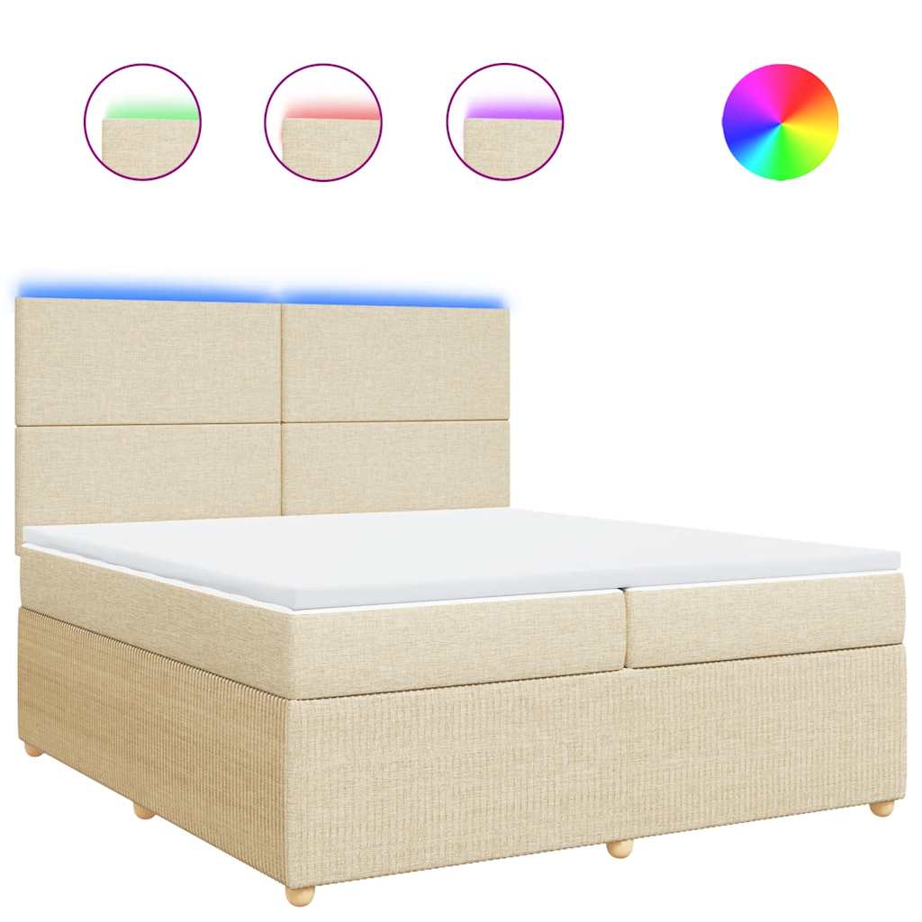 Boxspring met matras stof crèmekleurig 200x200 cm is nu te koop bij PeponiXL, paradijselijk wonen!