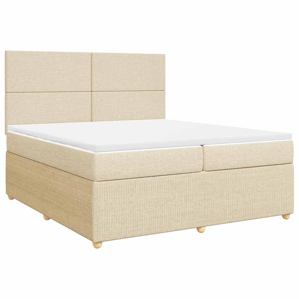 Boxspring met matras stof crèmekleurig 200x200 cm is nu te koop bij PeponiXL, paradijselijk wonen!