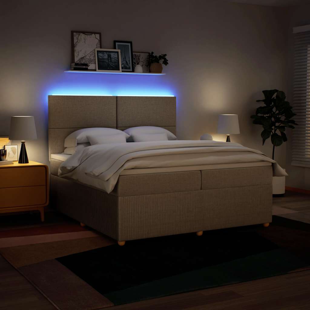 Boxspring met matras stof crèmekleurig 200x200 cm is nu te koop bij PeponiXL, paradijselijk wonen!