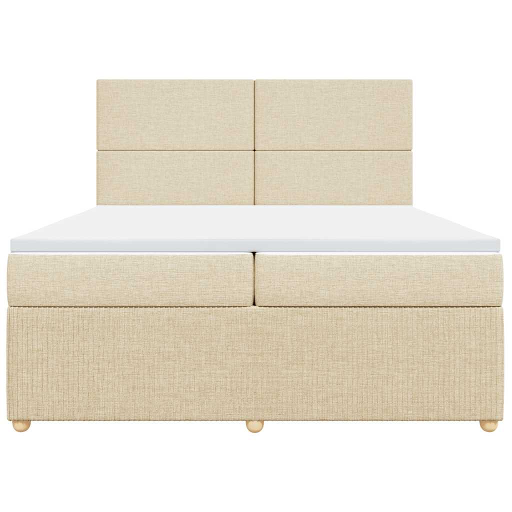 Boxspring met matras stof crèmekleurig 200x200 cm is nu te koop bij PeponiXL, paradijselijk wonen!