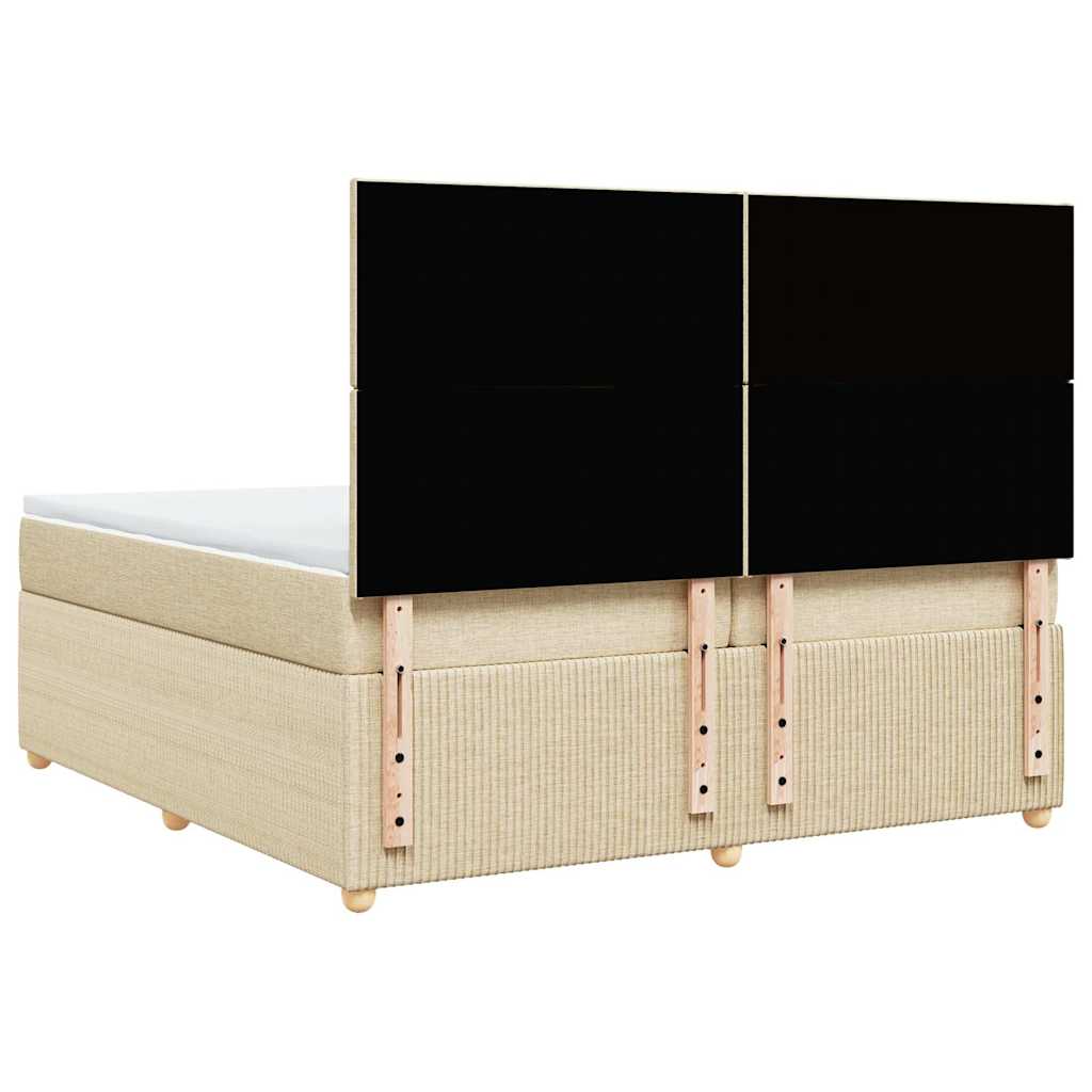 Boxspring met matras stof crèmekleurig 200x200 cm is nu te koop bij PeponiXL, paradijselijk wonen!