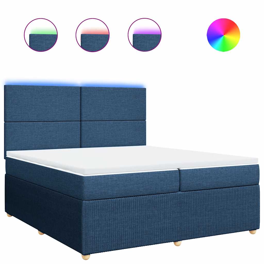 Boxspring met matras stof blauw 200x200 cm is nu te koop bij PeponiXL, paradijselijk wonen!