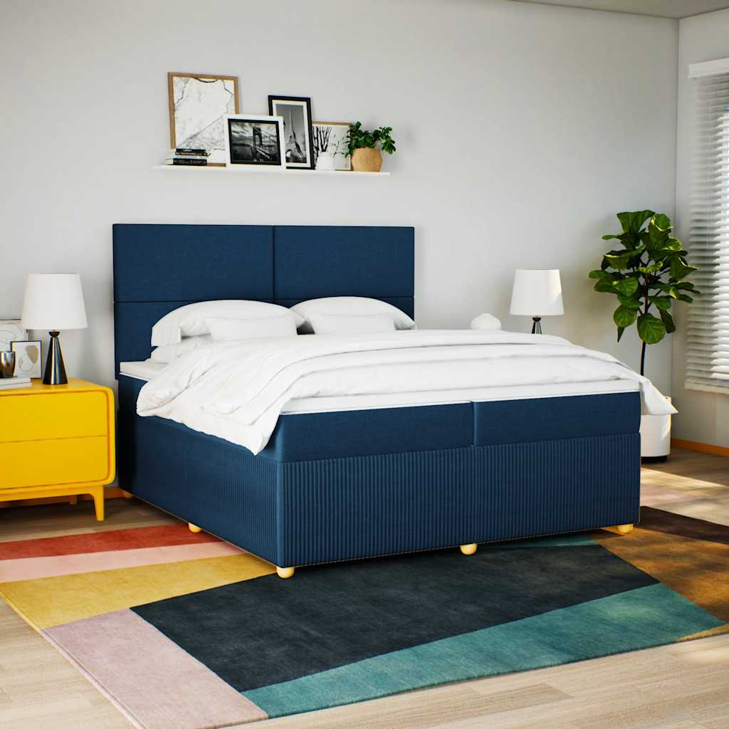 Boxspring met matras stof blauw 200x200 cm is nu te koop bij PeponiXL, paradijselijk wonen!