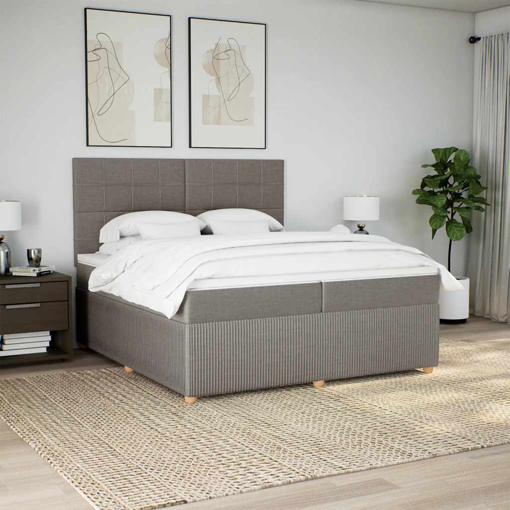 Boxspring met matras stof taupe 200x200 cm is nu te koop bij PeponiXL, paradijselijk wonen!