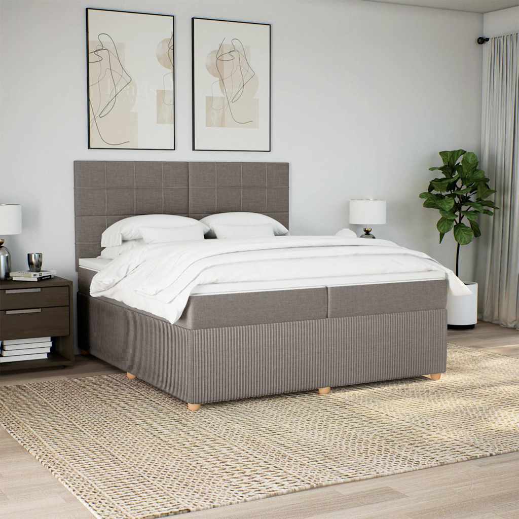 Boxspring met matras stof taupe 200x200 cm is nu te koop bij PeponiXL, paradijselijk wonen!
