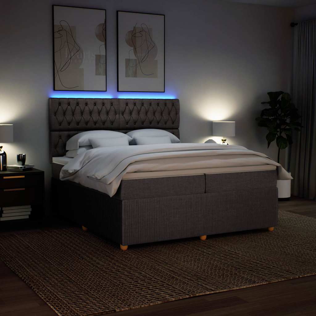 Boxspring met matras stof taupe 200x200 cm is nu te koop bij PeponiXL, paradijselijk wonen!