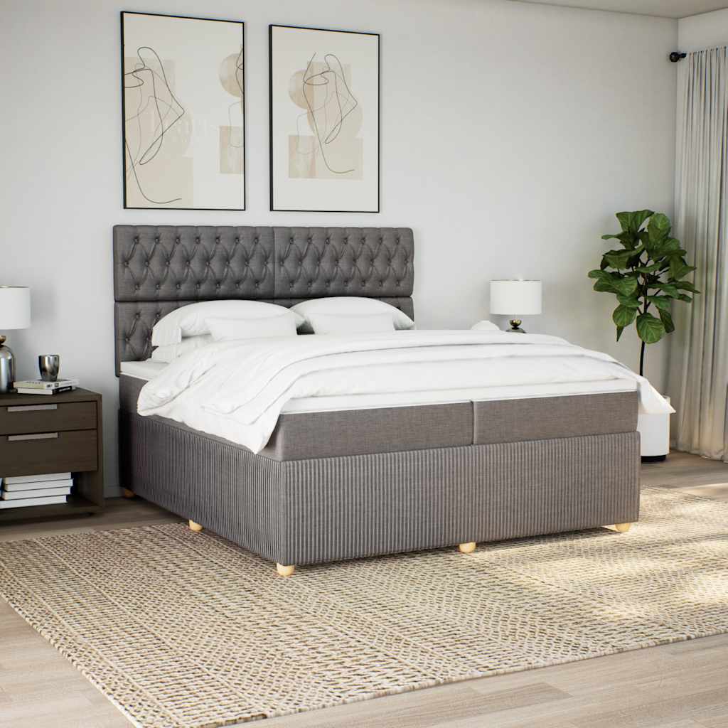 Boxspring met matras stof taupe 200x200 cm is nu te koop bij PeponiXL, paradijselijk wonen!