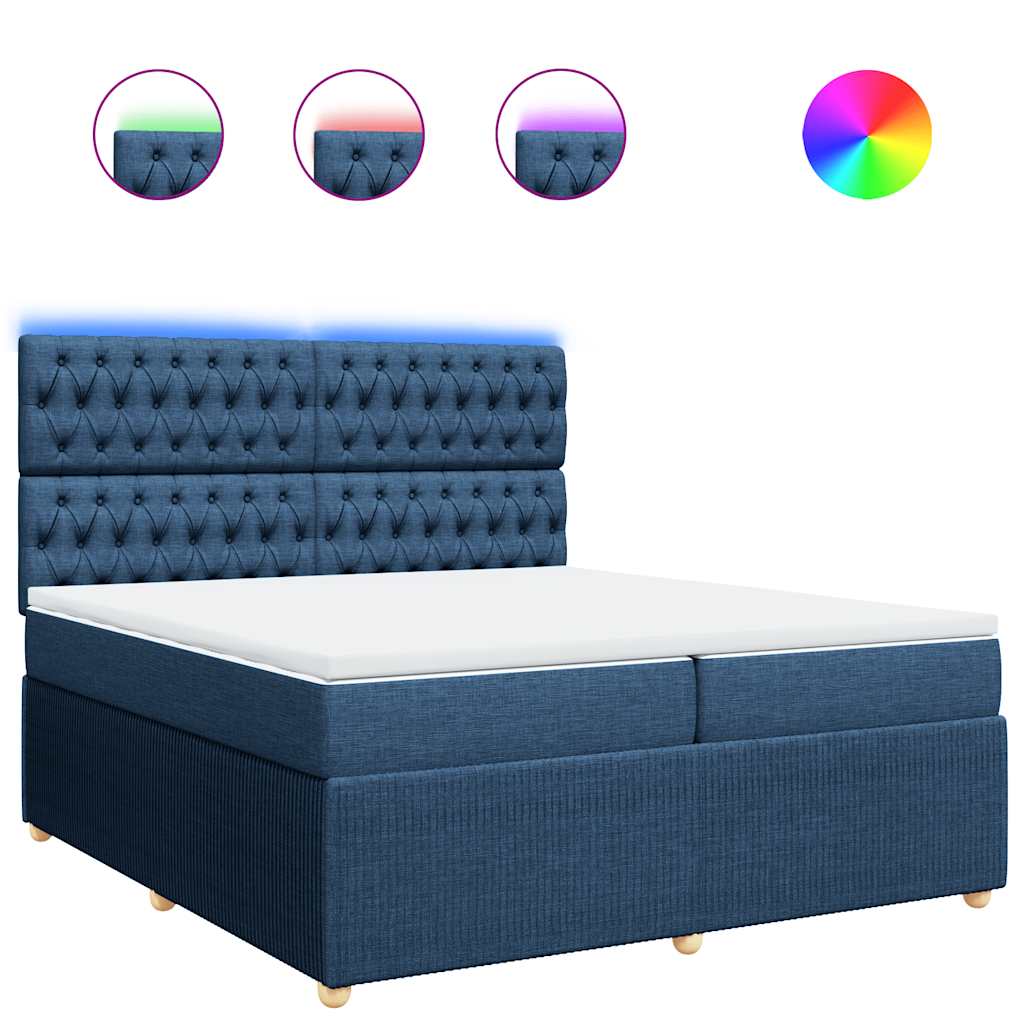 Boxspring met matras stof blauw 200x200 cm is nu te koop bij PeponiXL, paradijselijk wonen!