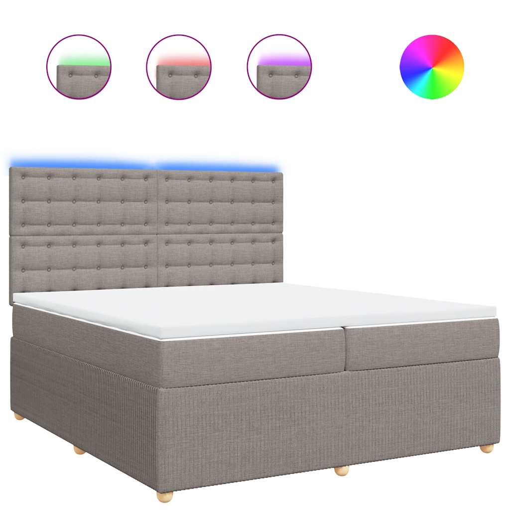 Boxspring met matras stof taupe 200x200 cm is nu te koop bij PeponiXL, paradijselijk wonen!