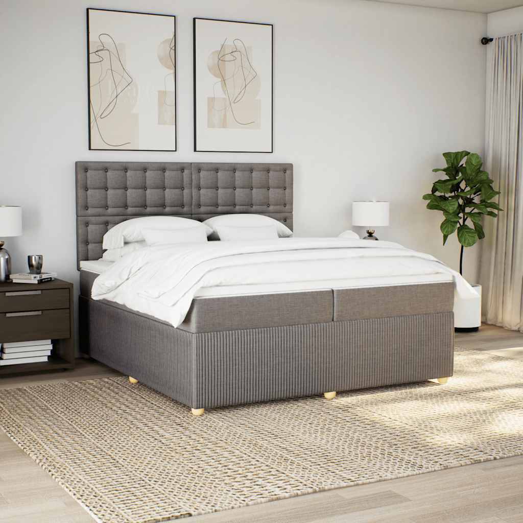Boxspring met matras stof taupe 200x200 cm is nu te koop bij PeponiXL, paradijselijk wonen!