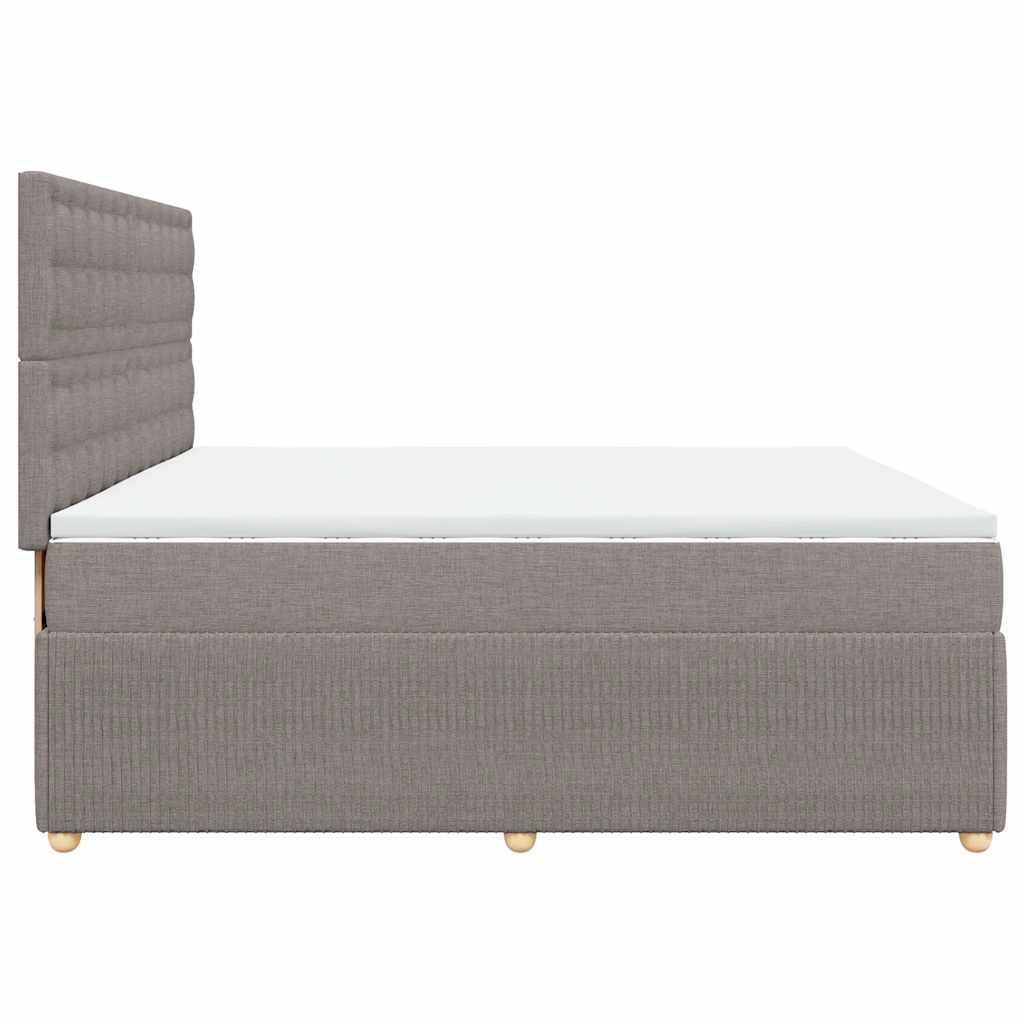 Boxspring met matras stof taupe 200x200 cm is nu te koop bij PeponiXL, paradijselijk wonen!