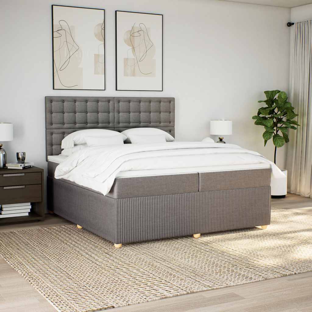 Boxspring met matras stof taupe 200x200 cm is nu te koop bij PeponiXL, paradijselijk wonen!