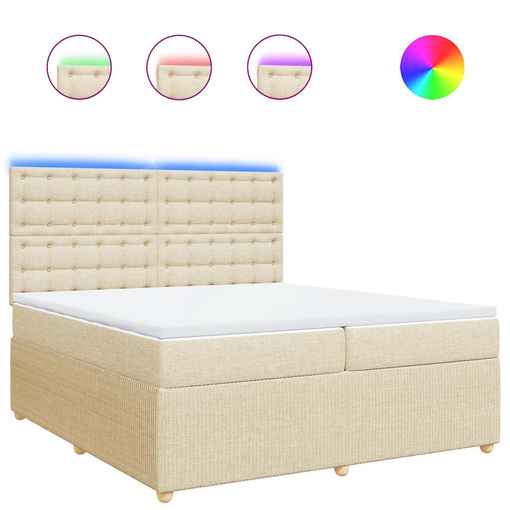Boxspring met matras stof crèmekleurig 200x200 cm is nu te koop bij PeponiXL, paradijselijk wonen!